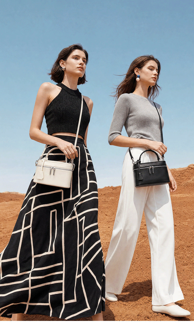 High-End Design Women's 100% Genuine Leather Single Shoulder or Crossbody Handmade Box Bag Puerto Rico