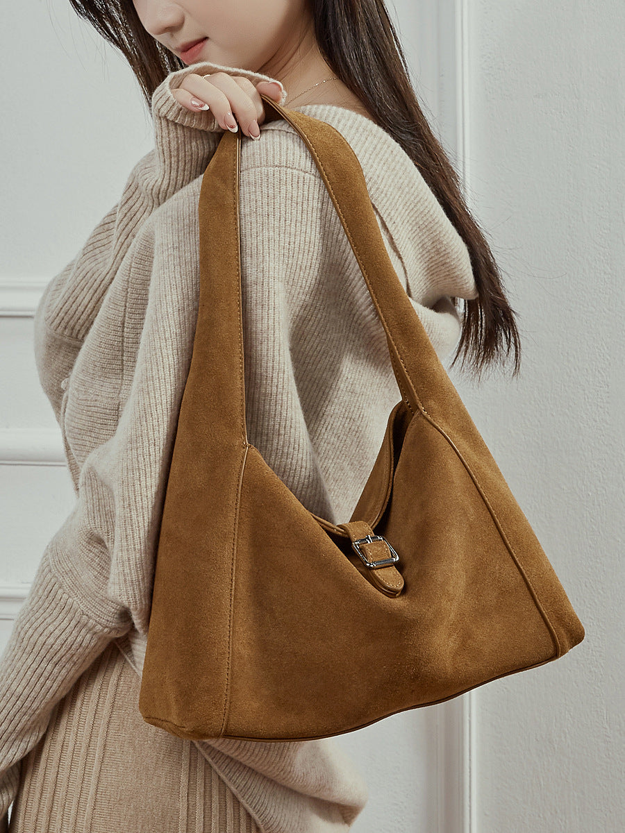 Women's Bag 100% Genuine Leather Suede Single Shoulder Bag Roche