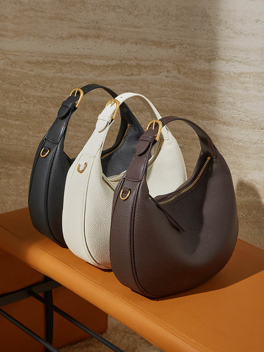 High-End Design Women's 100% Genuine Leather Single Shoulder Dumpling Bag Santa Ana