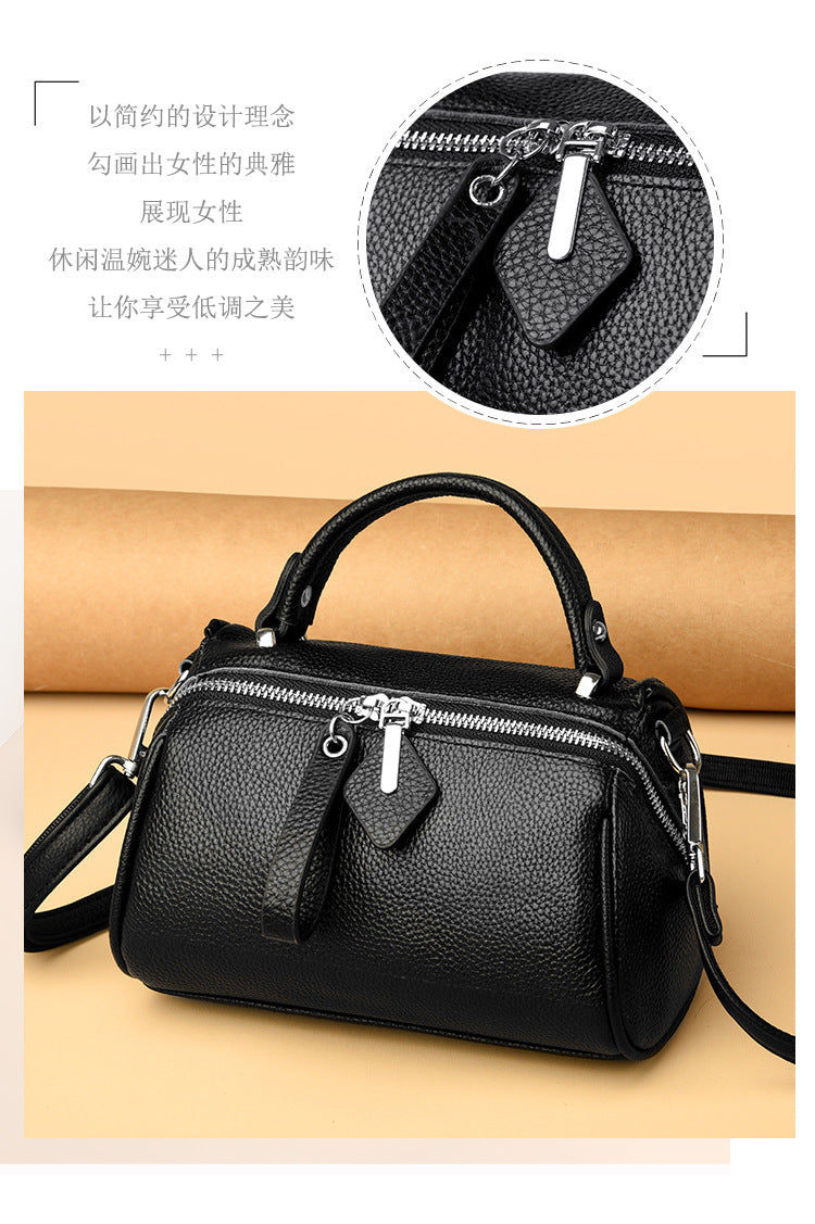 Leather Boston Pillow Elegant Shoulder Crossbody Handbag Texas