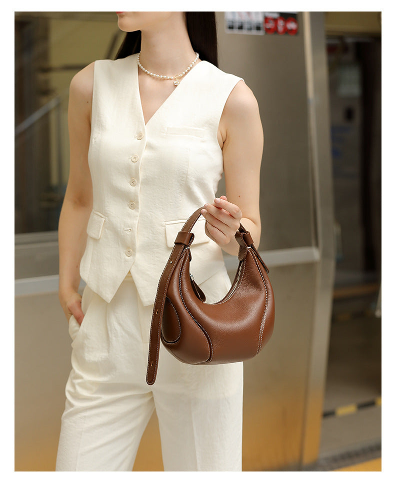 High-End Design Women's 100% Genuine Leather Single Shoulder or Crossbody Bag Olivia
