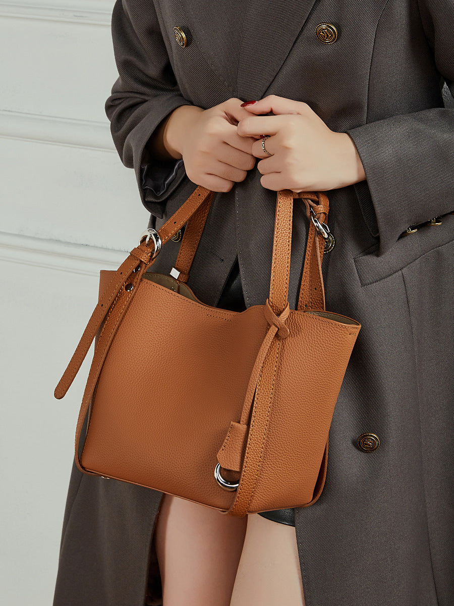 High-End Design Women's Bag 100% Genuine Leather Basket Bag Minnesota