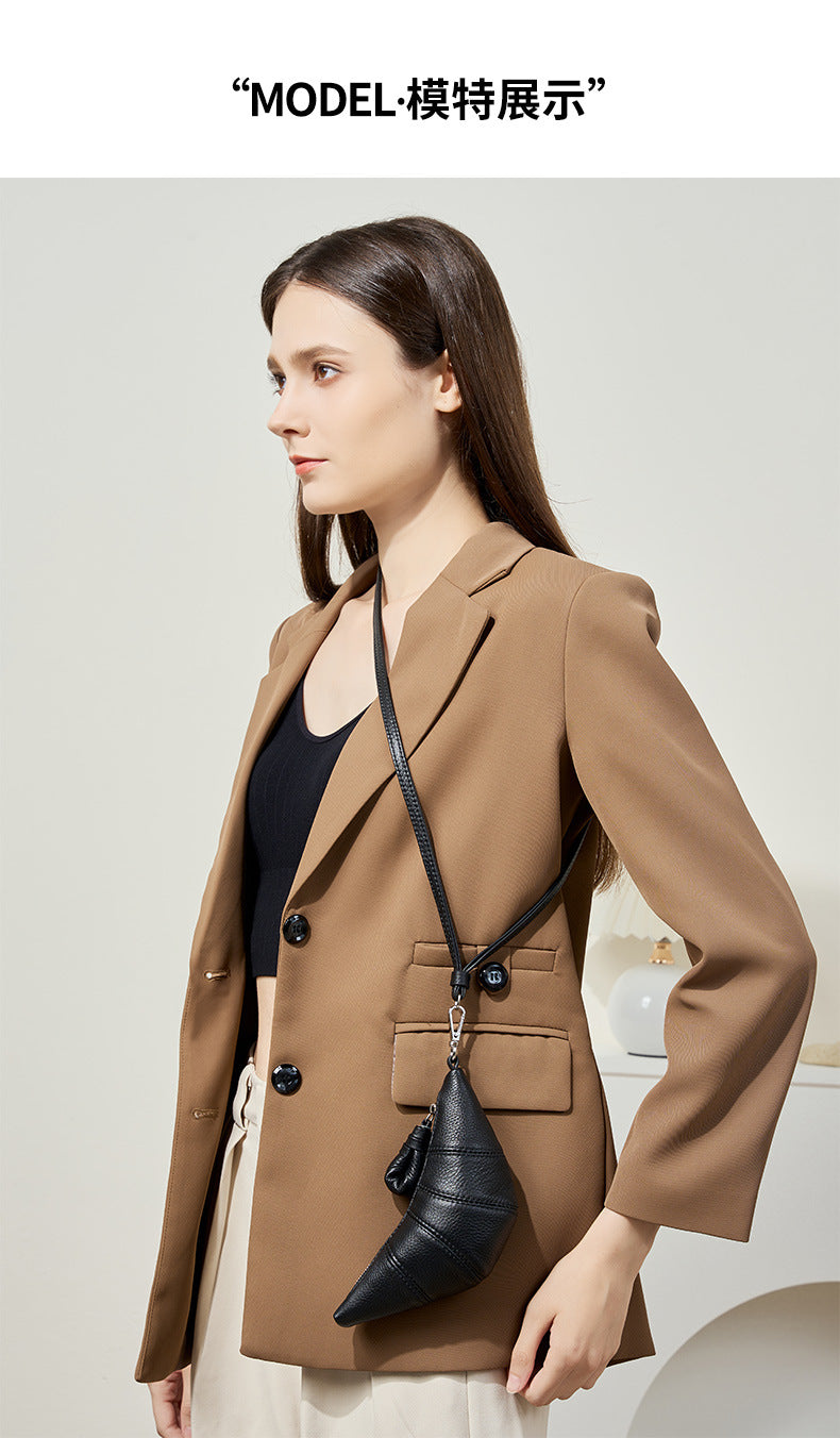 High-End Design Women's Mini Croissant Bag 100% Genuine Leather Neck or Crossbody Bag California