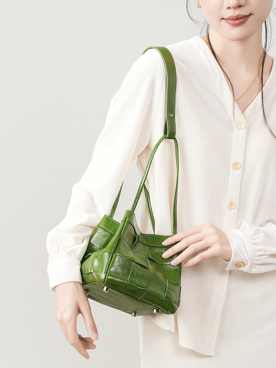 High-End Design Women's 100% Genuine Leather Single or Cross Shoulder Tote Bag Romano