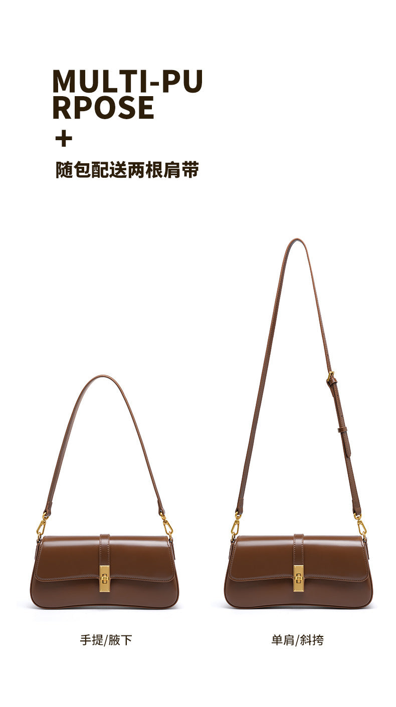 Korean Style Baguette Women's 100% Genuine Leather Single Shoulder or Crossbody Bag Ontario