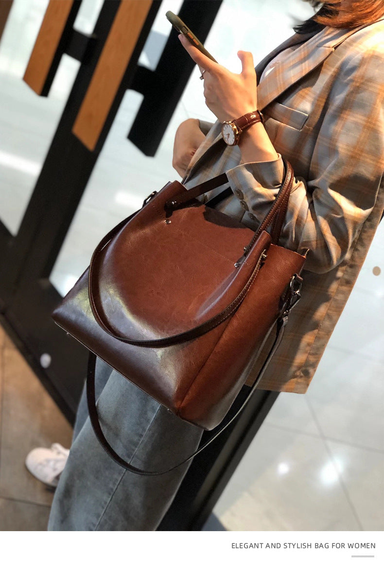 High-End Design Women's 100% Genuine Leather Tote Bag Faro