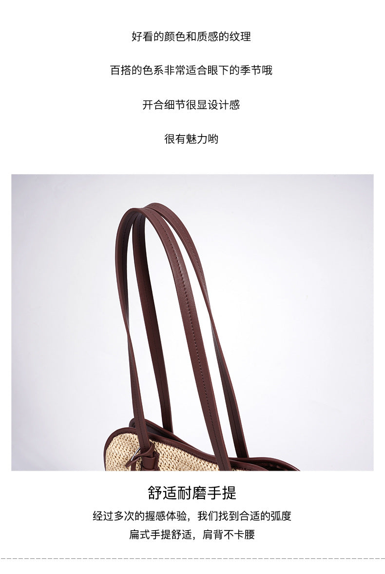 High-End Design Women's 100% Genuine Leather Straw Woven Bag Pisa