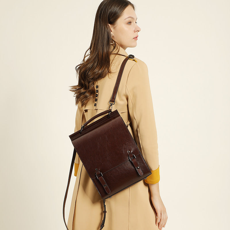 100% Genuine Leather simple and lightweight Women's backpack College