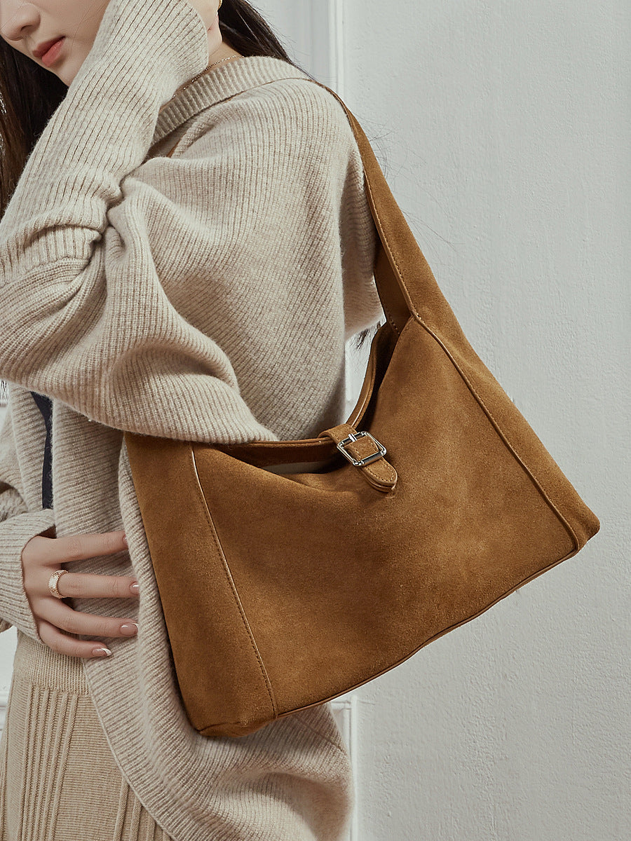 Women's Bag 100% Genuine Leather Suede Single Shoulder Bag Roche