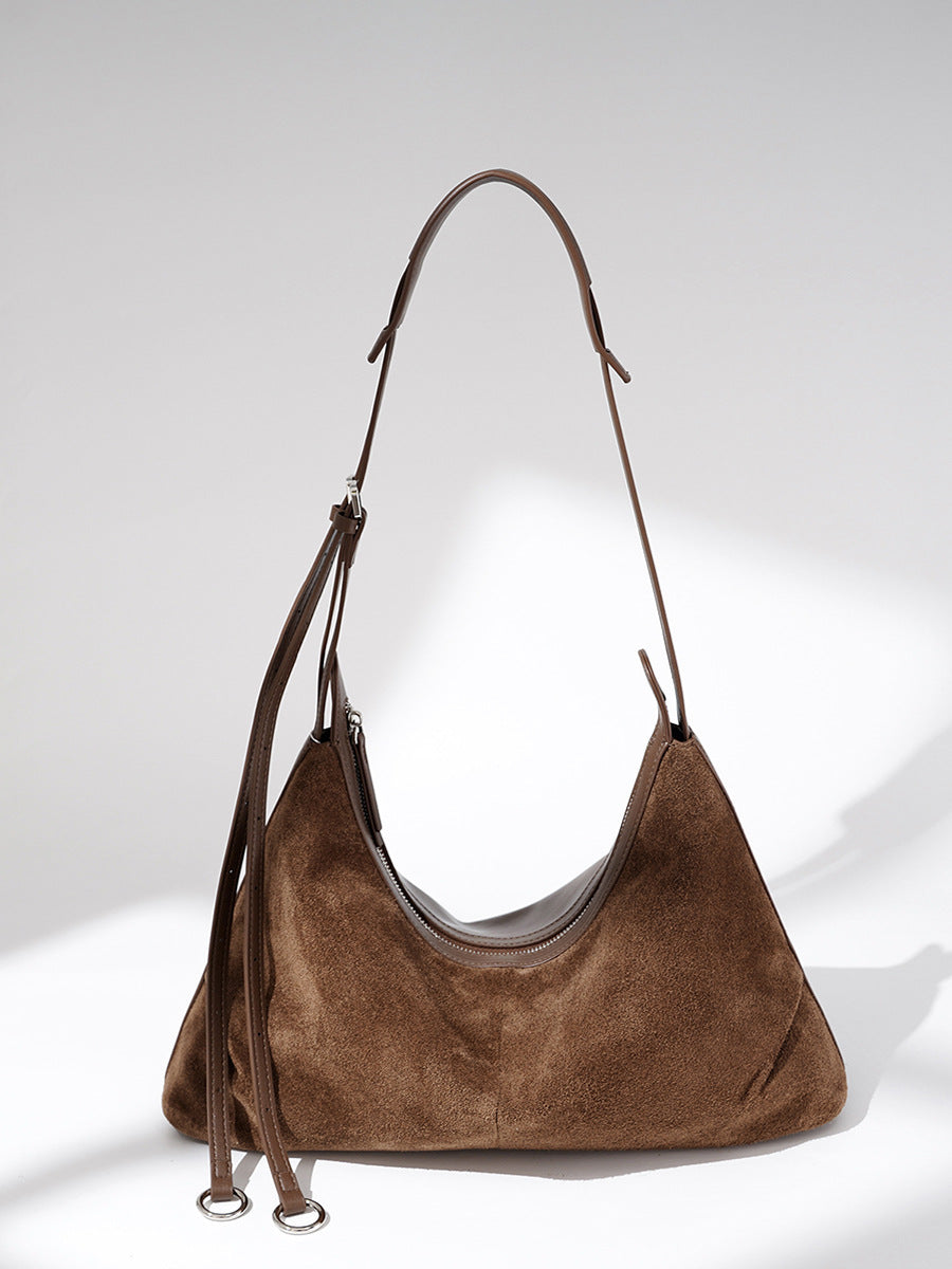 Women's Bag 100% Genuine Leather / Suede Long Handle Shoulder Underarm Pillow Bag Arles