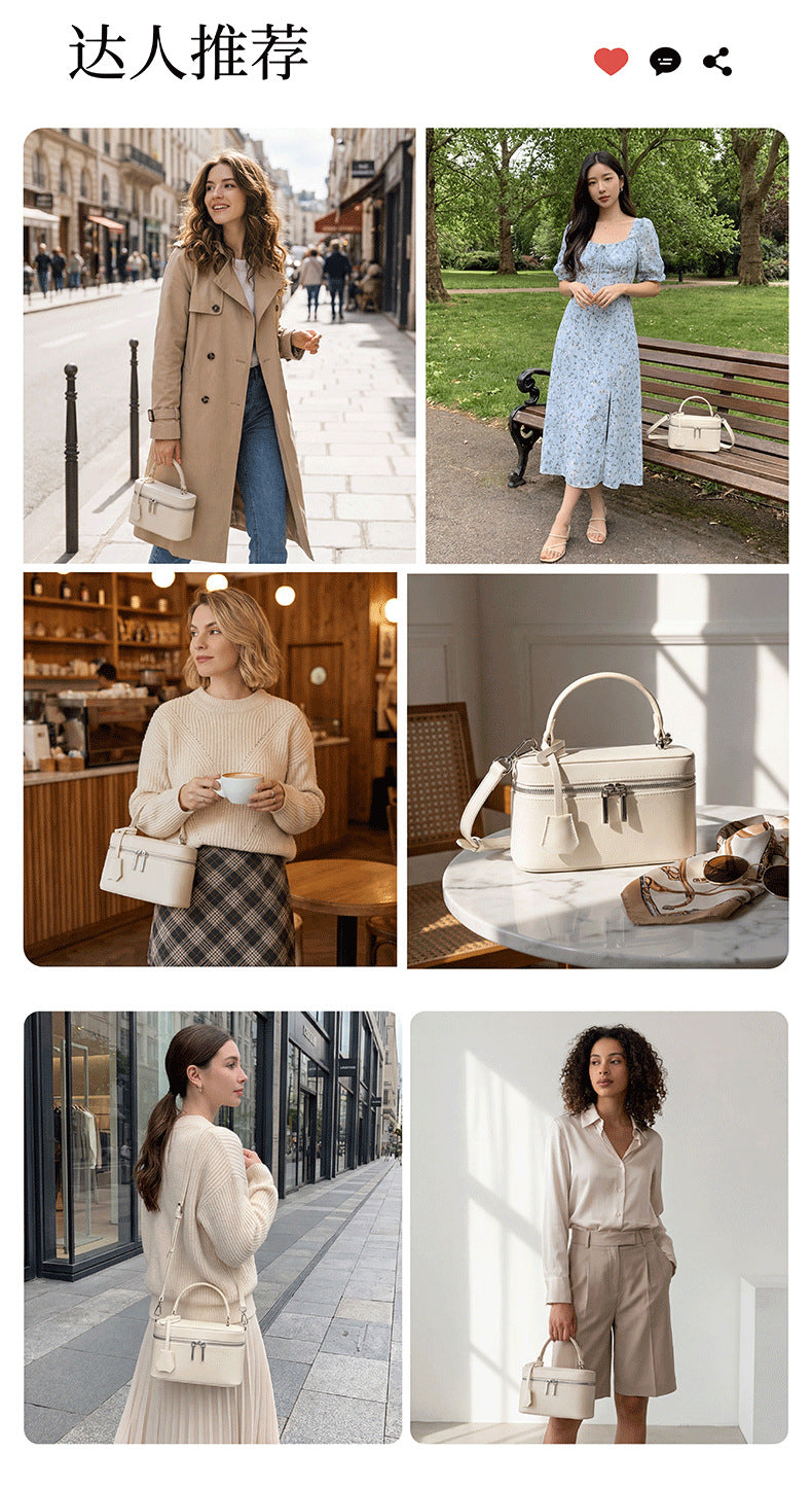 High-End Design Women's 100% Genuine Leather Single Shoulder or Crossbody Handmade Box Bag Puerto Rico
