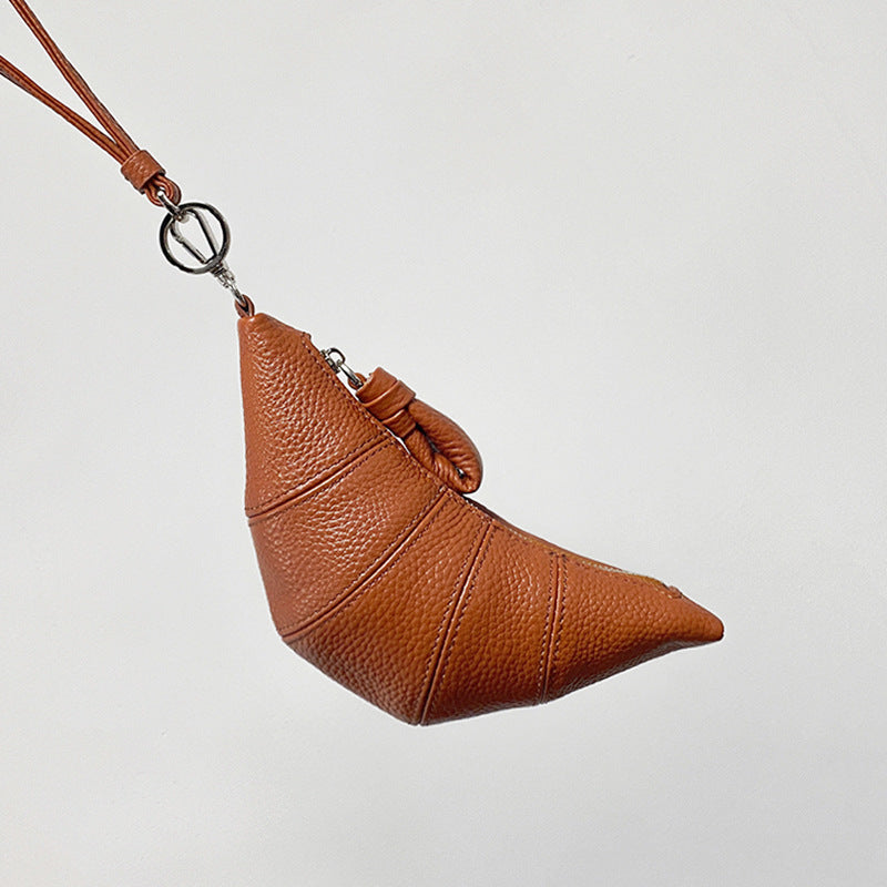 High-End Design Women's Mini Croissant Bag 100% Genuine Leather Neck or Crossbody Bag California