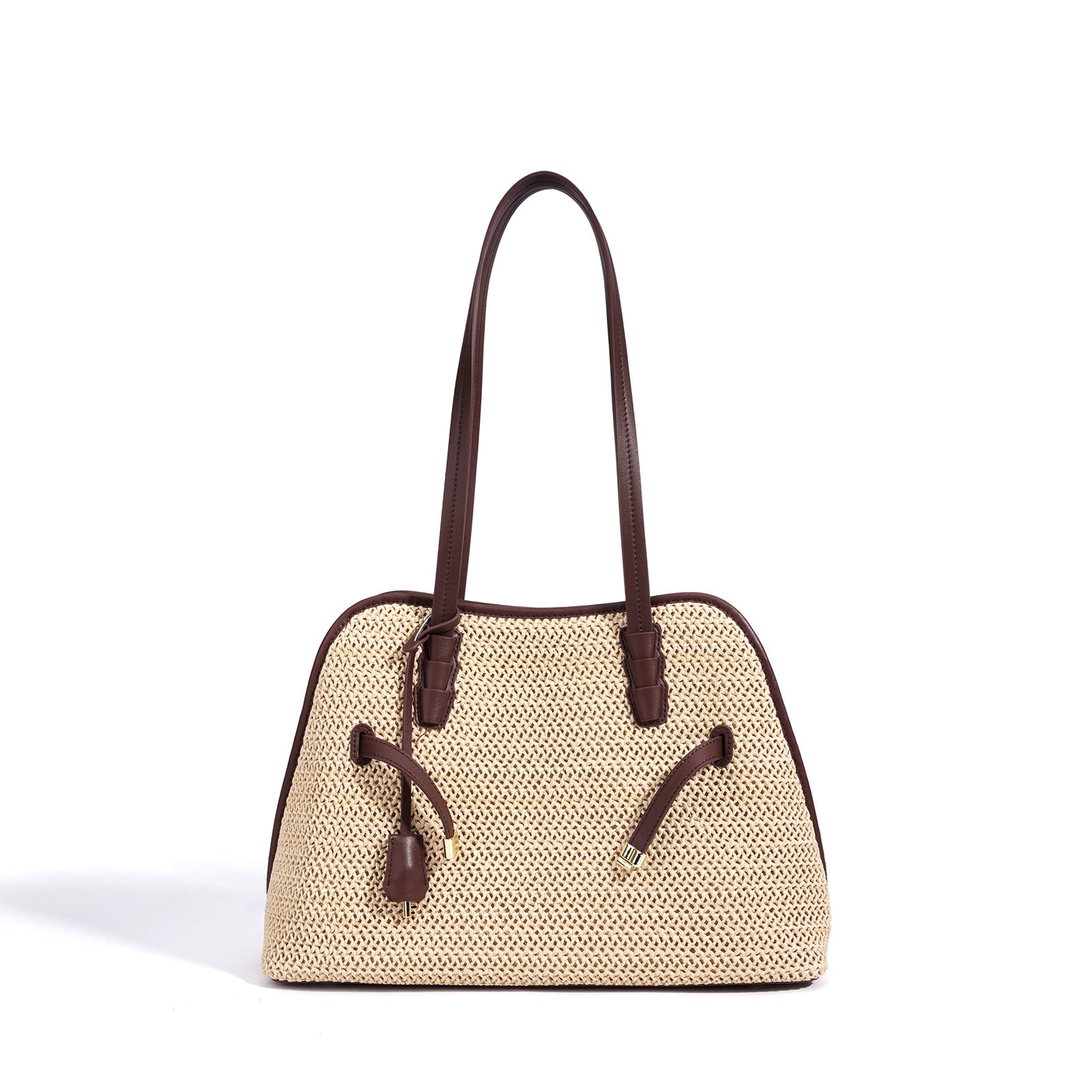 High-End Design Women's 100% Genuine Leather Straw Woven Bag Pisa