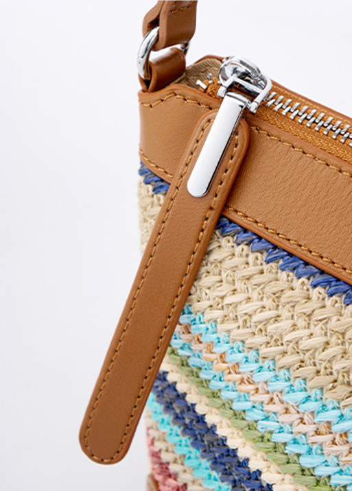 Design Women's 100% Genuine Leather Single Shoulder or Crossbody Straw Woven Bag Romeo