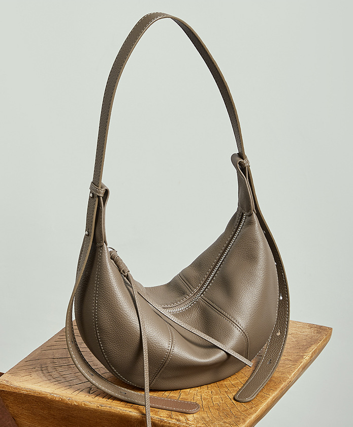 High-End Design Women's 100% Genuine Leather Single Shoulder and Crossbody Dumpling Bag Azur