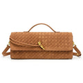 Designed Women's 100% Genuine Leather Suede Woven Clutch Sete