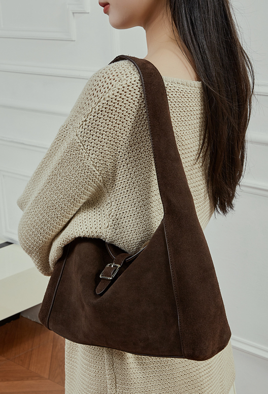 Women's Bag 100% Genuine Leather Suede Single Shoulder Bag Roche
