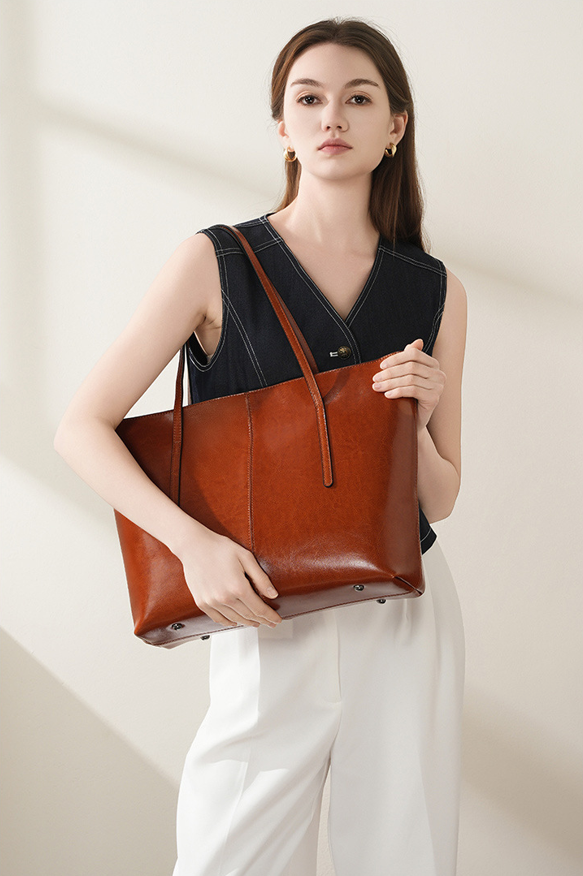 Designed Women's 100% Genuine Leather Single Shoulder Tote Bag Lascala