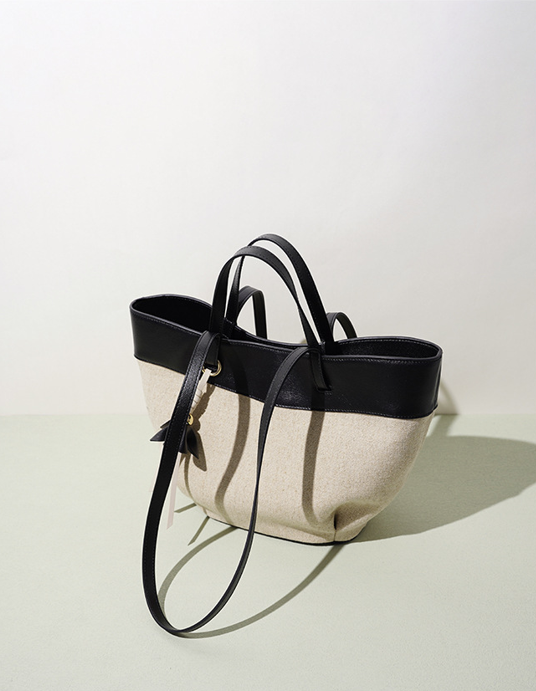 High-End Design Women's Bag 100% Genuine Leather and Linen Fabric Single Shoulder Bag Morocco