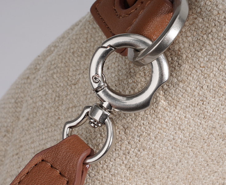 High-End Design Women's Bag 100% Genuine Leather and Linen Fabric Single or Cross Shoulder Bag Cabo Verde