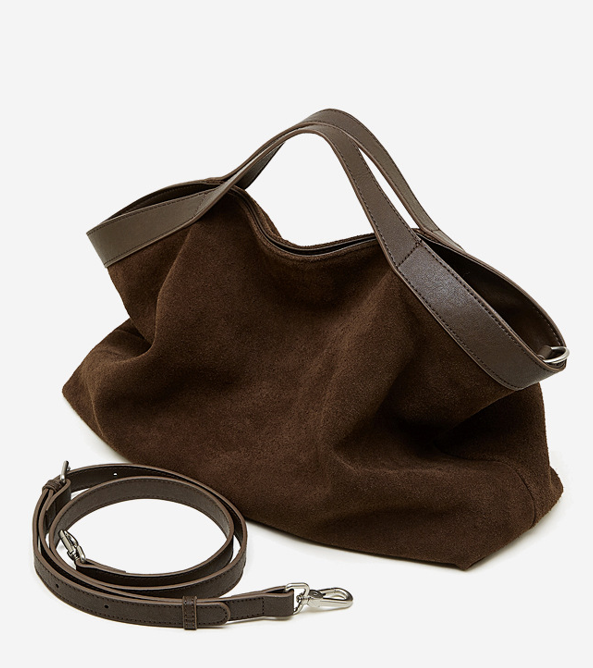 Women's Bag 100% Genuine Leather Suede Single Shoulder or Crossbody Bag Boro-Boro