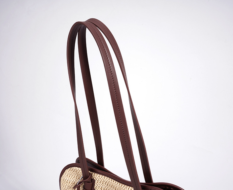 Designed Women's 100% Genuine Leather Straw Woven Bag Pisa