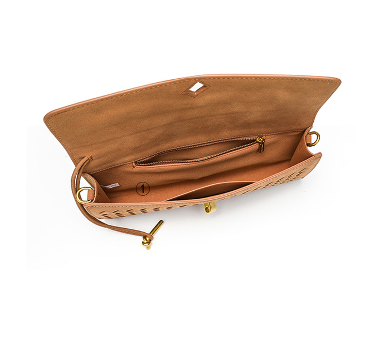 Designed Women's 100% Genuine Leather Suede Woven Clutch Sete
