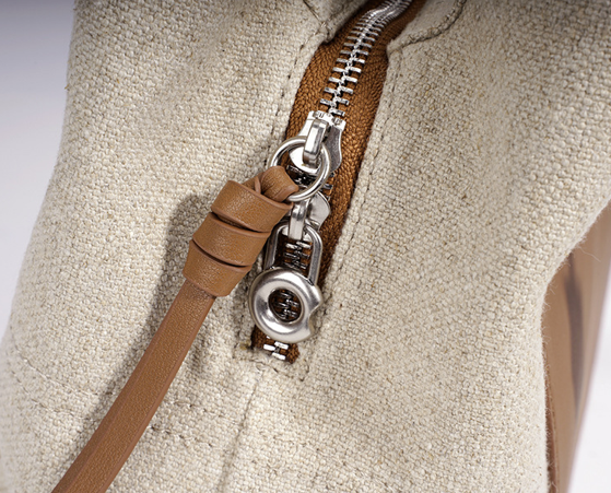 High-End Design Women's Bag 100% Genuine Leather and Linen Fabric Single Shoulder Bag Niko