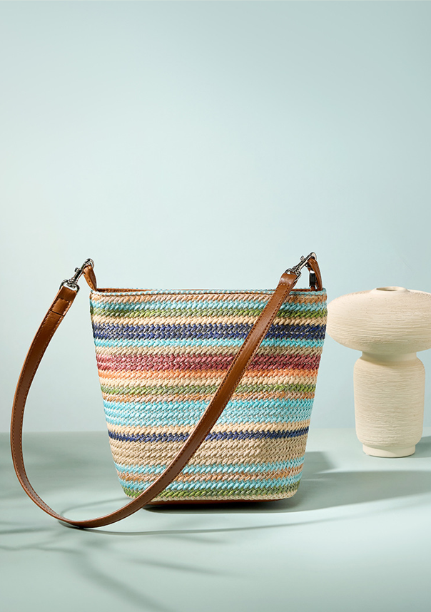 Design Women's 100% Genuine Leather Single Shoulder or Crossbody Straw Woven Bag Rancho
