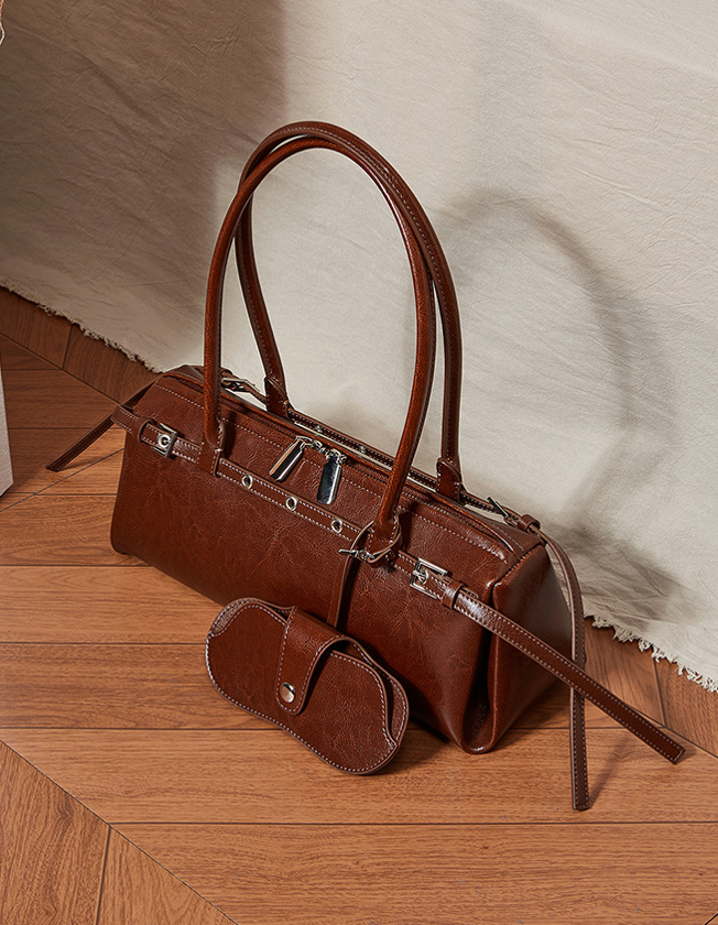 Underarm Long Style Baguette Women's 100% Genuine Leather Single Shoulder Bag Villa