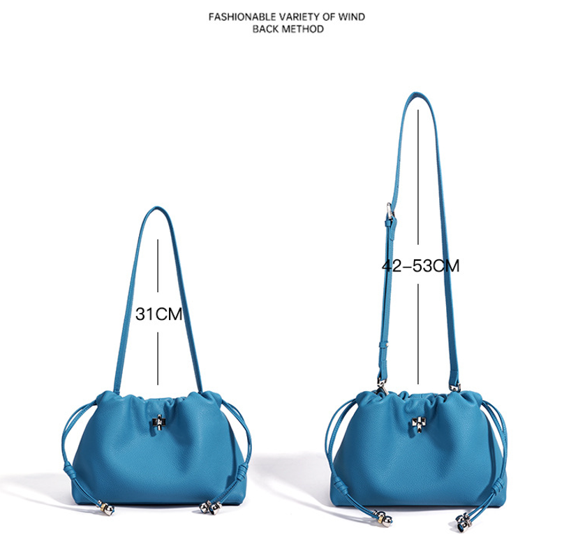 Designed Women's 100% Genuine Leather Single Shoulder Pleated Cloud Bag Roma