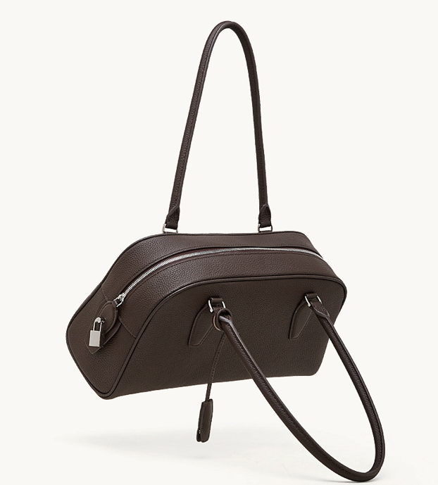 Designed Women's 100% Genuine Leather Long Handle Shoulder Bowling Bag Vermont
