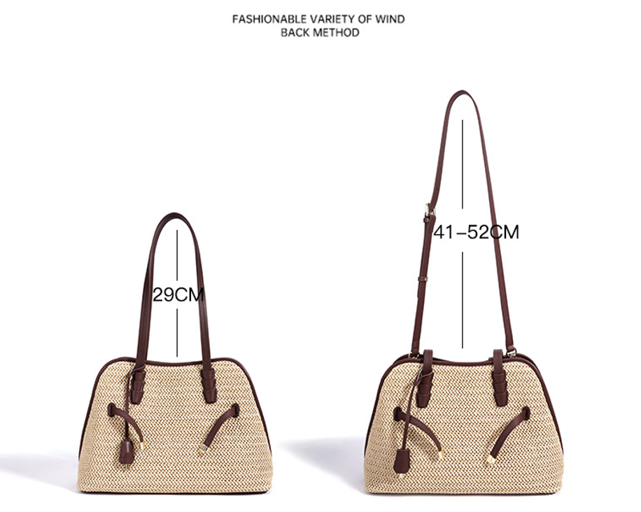 Designed Women's 100% Genuine Leather Straw Woven Bag Pisa