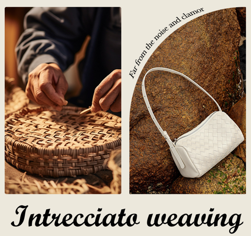 Designed Women's 100% Genuine Leather Single Shoulder or Crossbody Woven Bag Samoa