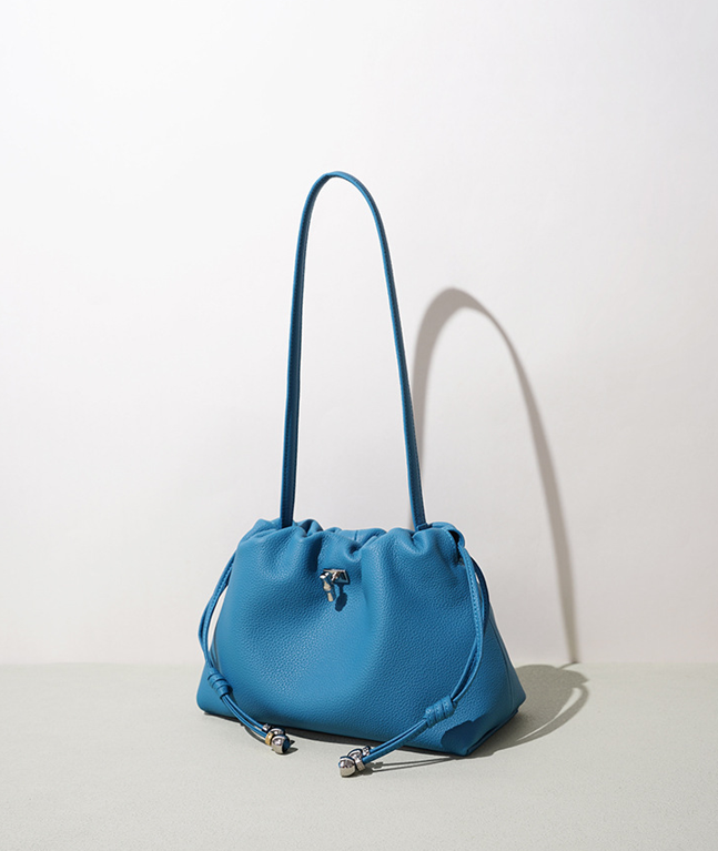 Designed Women's 100% Genuine Leather Single Shoulder Pleated Cloud Bag Roma