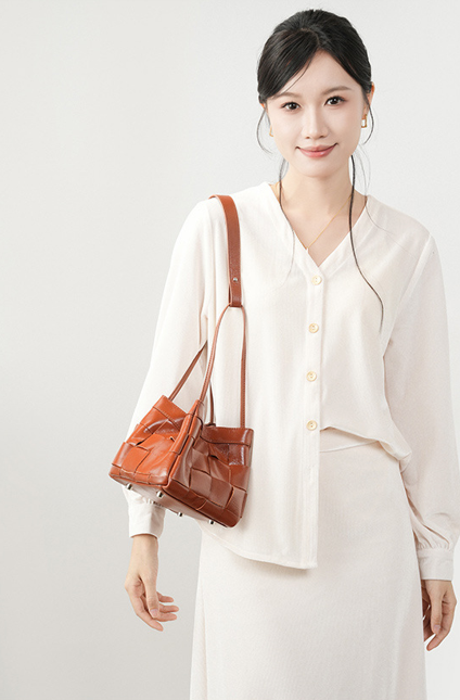 High-End Design Women's 100% Genuine Leather Single or Cross Shoulder Tote Bag Romano