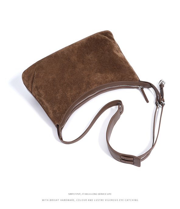 Women's Bag 100% Genuine Leather / Suede Long Handle Shoulder Underarm Pillow Bag Arles