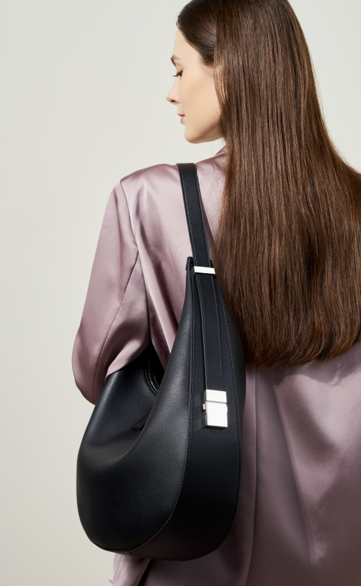 High-End Designed Women's 100% Genuine Leather Single Shoulder and Crossbody Dumpling Bag Oxford