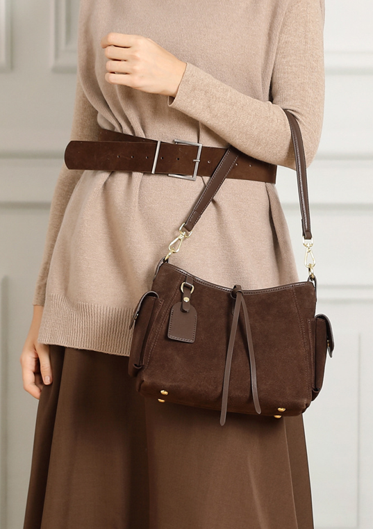 Designed Women's 100% Genuine Leather Suede Single Shoulder and Crossbody Solo