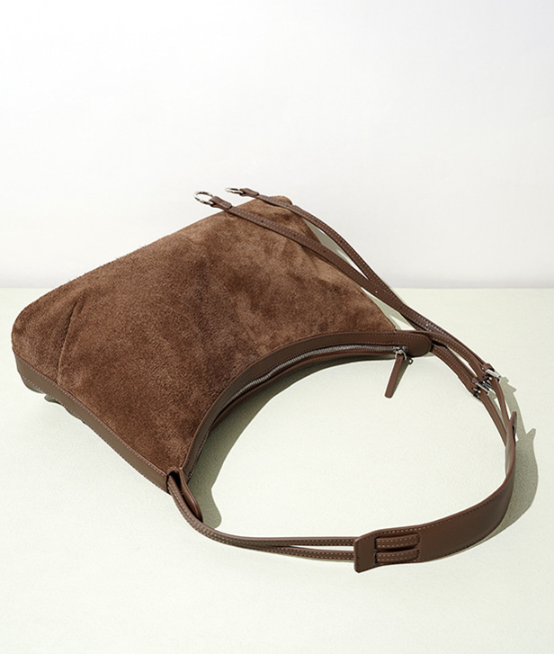 Women's Bag 100% Genuine Leather / Suede Long Handle Shoulder Underarm Pillow Bag Arles