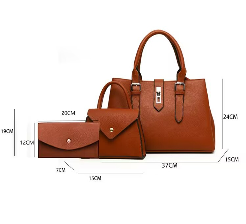Designed Women's 100% Genuine Leather Single Shoulder Three-Piece Set Bag Utah