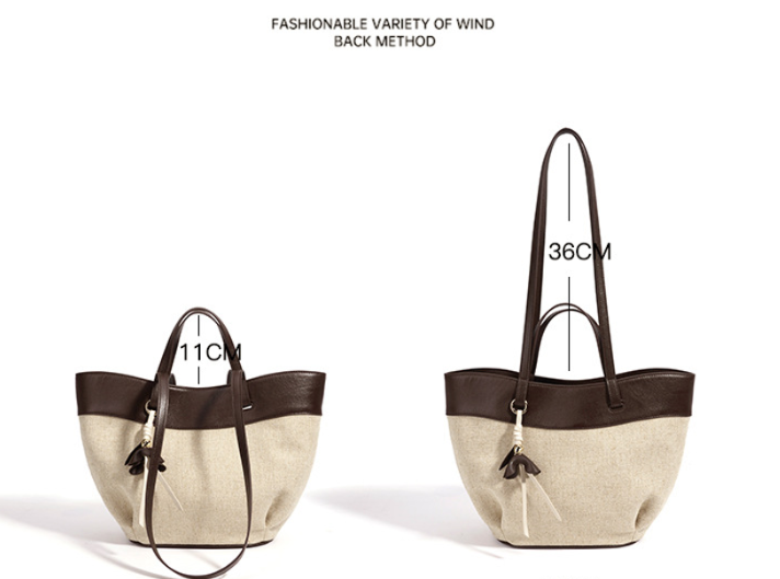 High-End Design Women's Bag 100% Genuine Leather and Linen Fabric Single Shoulder Bag Morocco