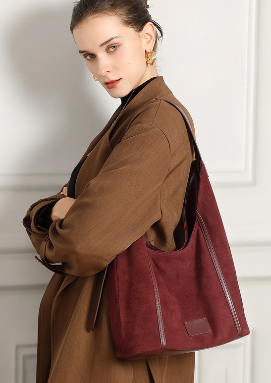 Women's 100% Genuine Leather Suede Long Handle Single Shoulder and Crossbody Bag Blois