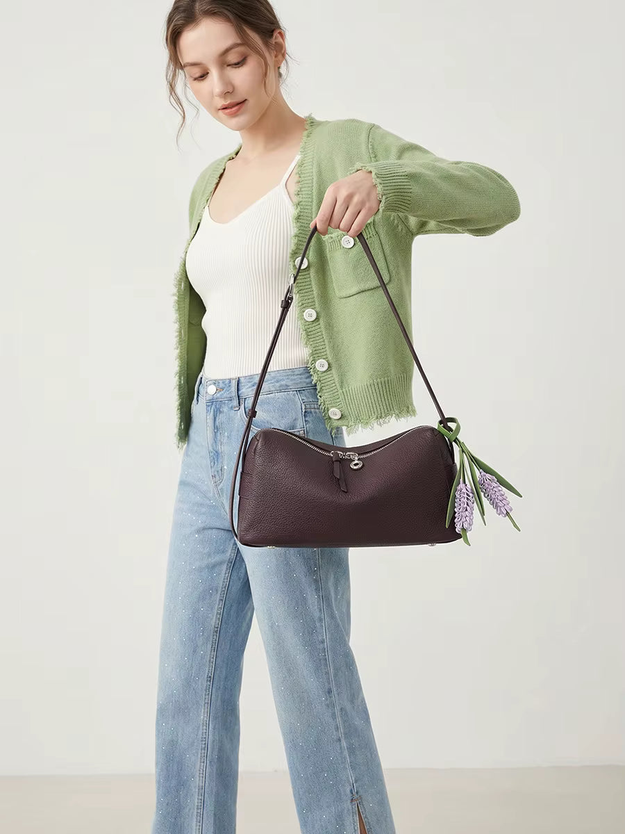 High-End Design Women's 100% Genuine Leather Single Shoulder Pillow Bag Marrakesh