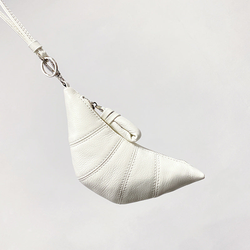 High-End Design Women's Mini Croissant Bag 100% Genuine Leather Neck or Crossbody Bag California