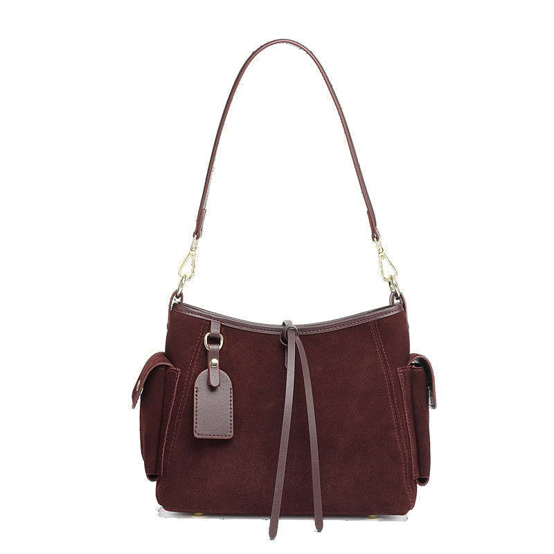 Designed Women's 100% Genuine Leather Suede Single Shoulder and Crossbody Solo