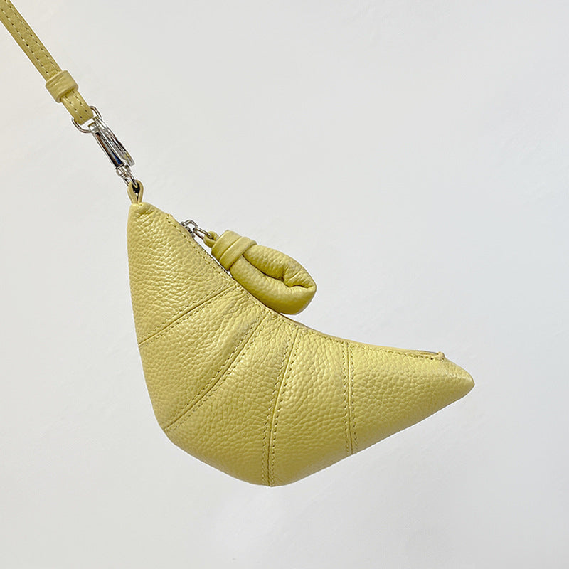 High-End Design Women's Mini Croissant Bag 100% Genuine Leather Neck or Crossbody Bag California