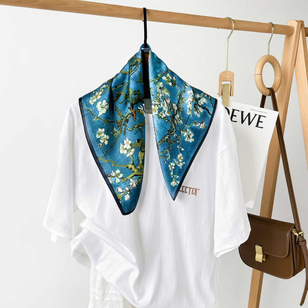 Women's 100% Mulberry Silk Scarves, Oil Printed in France