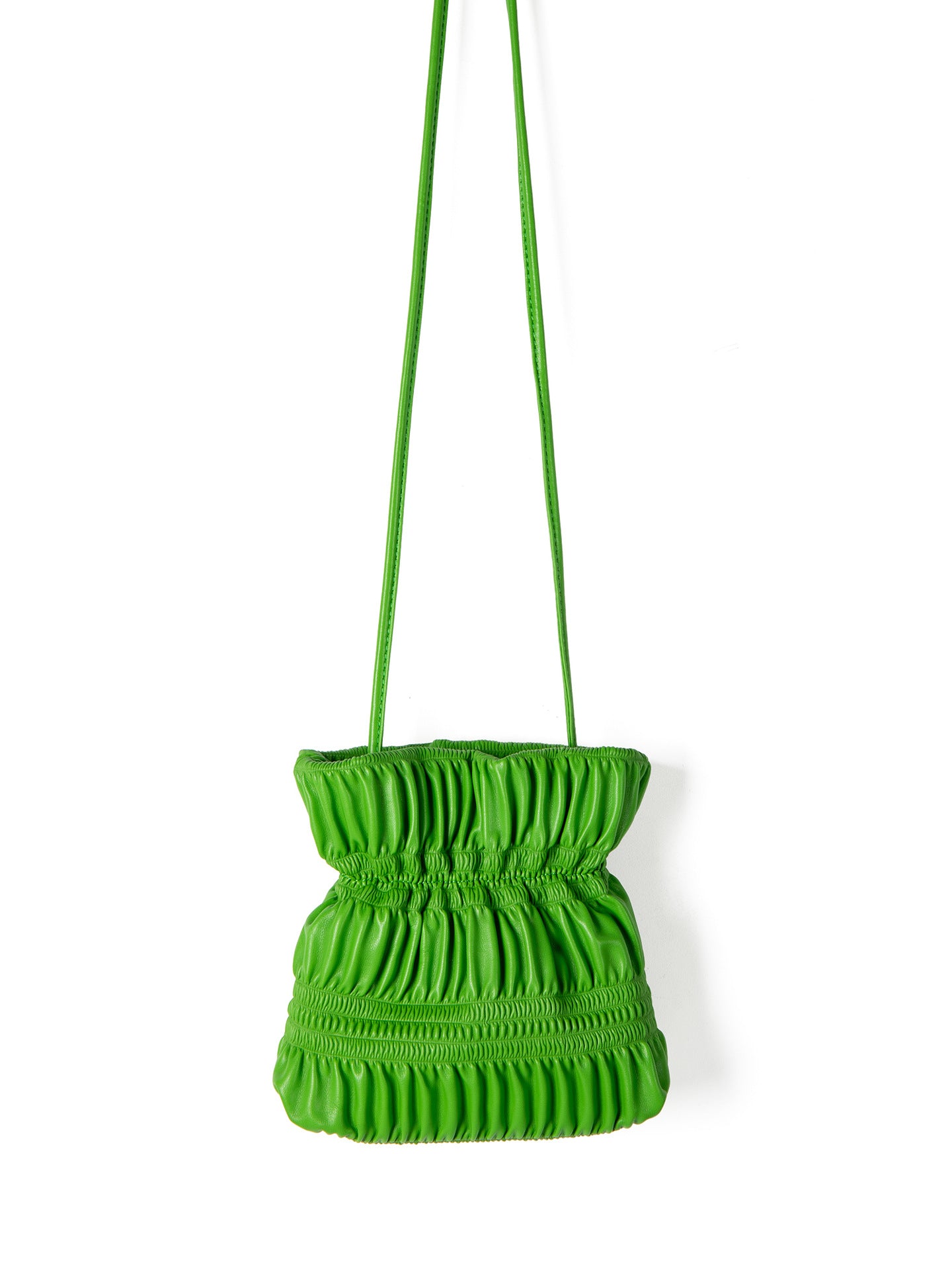 Designed Women's Vegan Leather Single Shoulder or Crossbody Drawstring Bucket Bag Aleria