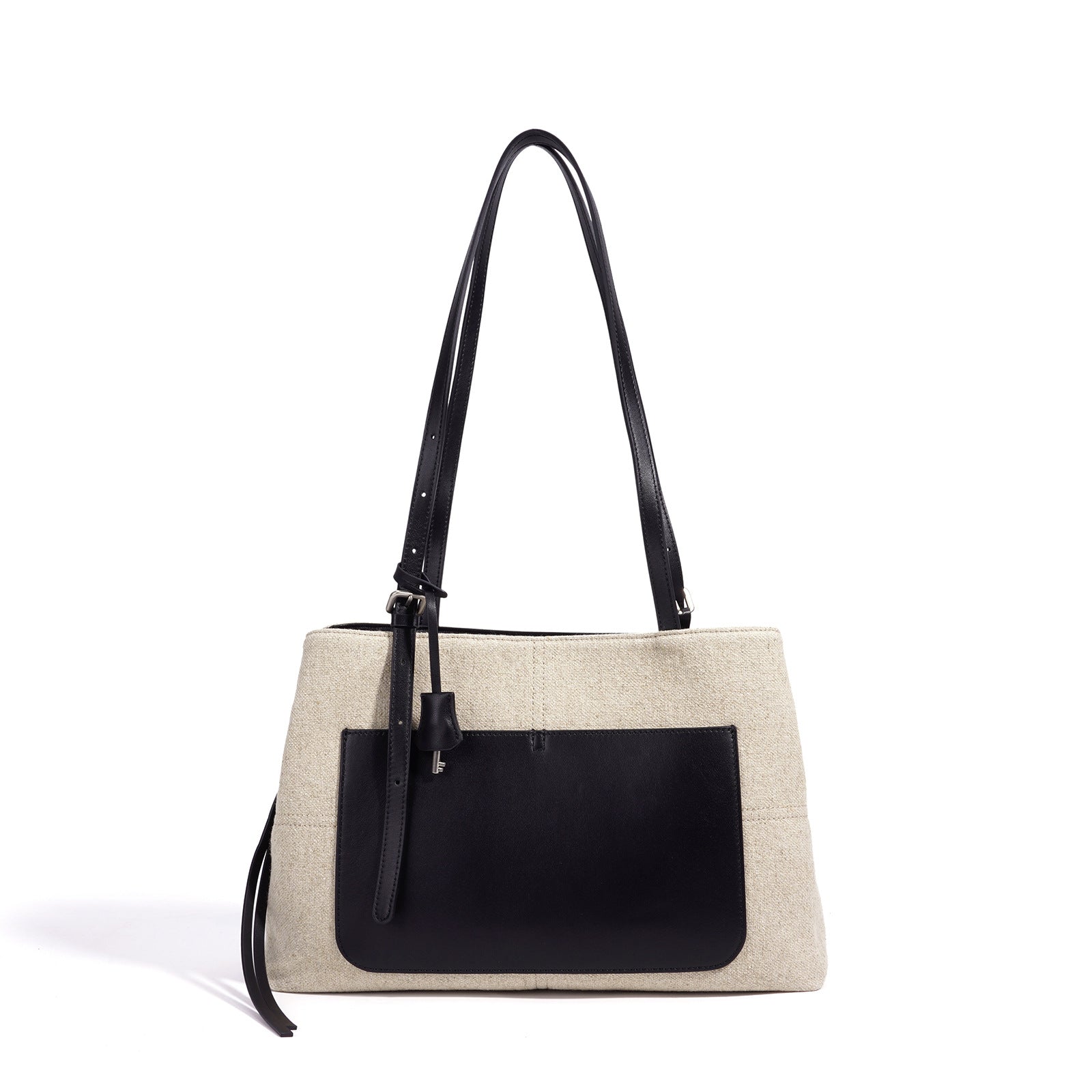 High-End Design Women's Bag 100% Genuine Leather and Linen Fabric Single Shoulder Bag Niko